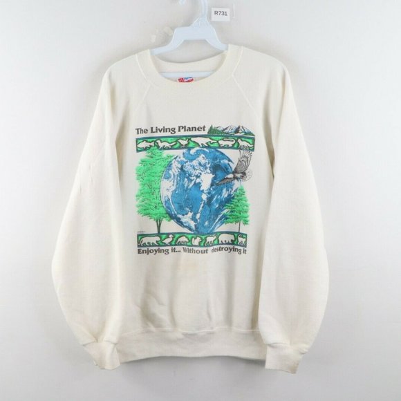 Vintage Other - Vintage 90s Earth Day Nature Sweatshirt White USA